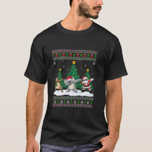 Dabbing Santa Reindeer Koala Träd Ljus Ugly Julaft T Shirt