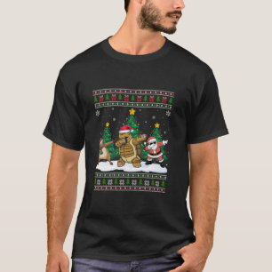 Dabbing Santa Reindeer Tortoise Träd Ljus Ugly X T Shirt