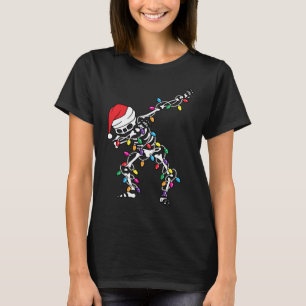 Dabbing Santa Skeleton jul Ljus Dab Dance T Shirt