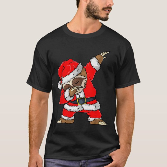 Dabbing Santa Sloth Merry Slothmas Christmas Kids  T Shirt (Framsida)
