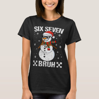 Dabbing Santa Snowman 6 7 Meme Christmas Six Seven T Shirt