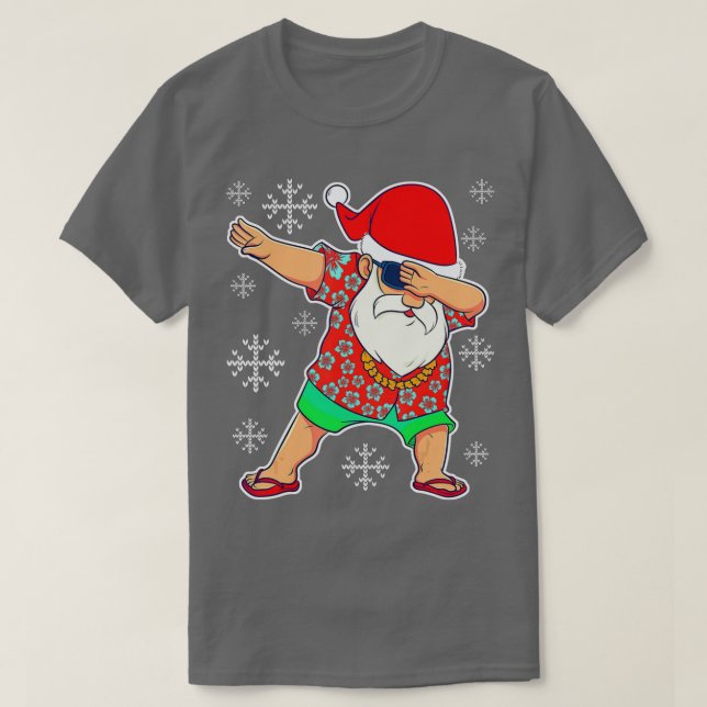Dabbing Santa Sommar Tropical Hawaiian X T Shirt (Design framsida)