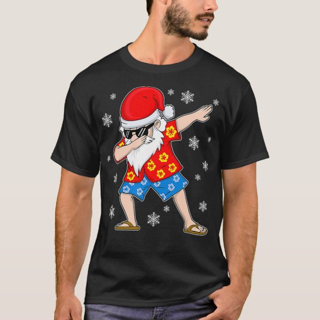 Dabbing Santa Sommar Tropical Hawaiian X T Shirt (Framsida)