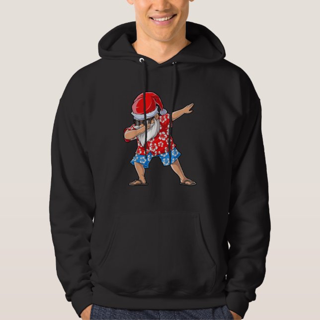 Dabbing Santa Tropical Island Christmas Hawaiian X Hoodie (Framsida)