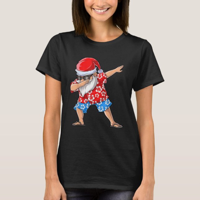 Dabbing Santa Tropical Island Christmas Hawaiian X T Shirt (Framsida)