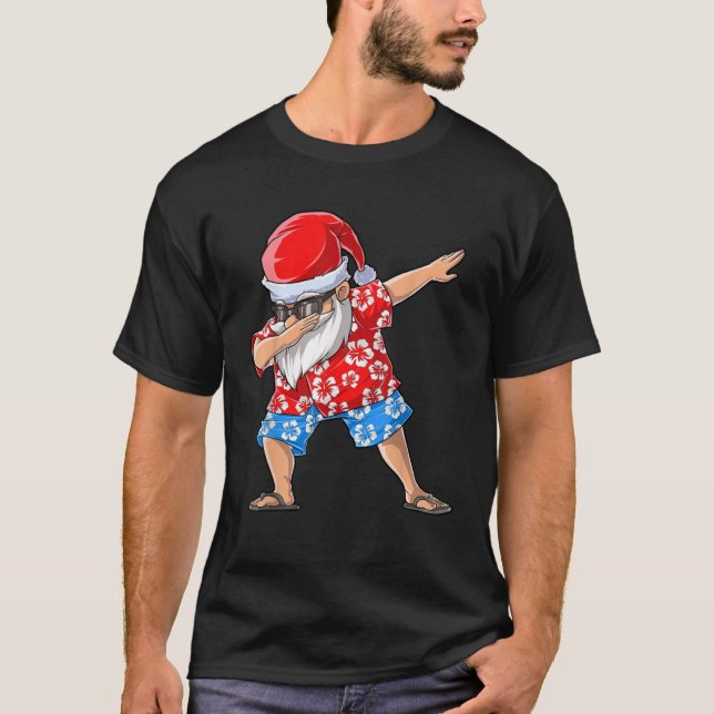 Dabbing Santa Tropical Island Christmas Hawaiian X T Shirt (Framsida)
