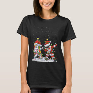 Dabbing Santa Unicorn Ljus Ugly Julgran K T Shirt