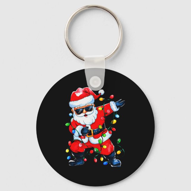 Dabbing Santa Xmas Light Girls Boys Kids Funny Chr Nyckelring (Framsida)