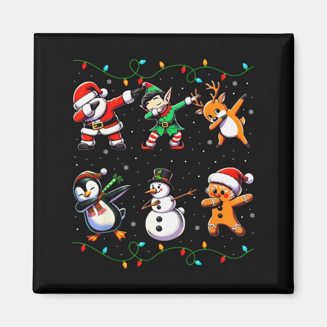 Dabbing Santa Xmas Lights Kids Girls Boys Christma Magnet (Framsidan)