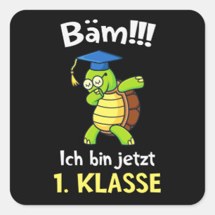 Dabbing Schildkröte 1. Klasee Schulanfang Kinder Fyrkantigt Klistermärke