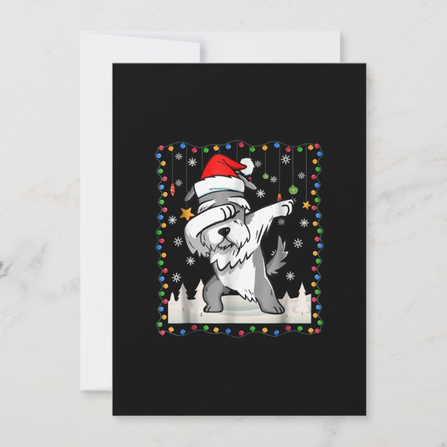 dabbing schnauzer Santa light christmas t Tack Kort (Framsida)