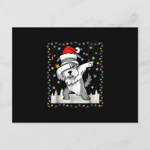 dabbing schnauzer Santa light christmas Vykort