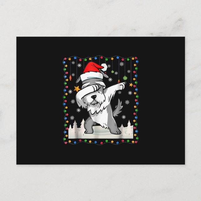dabbing schnauzer Santa light christmas Vykort (Framsida)