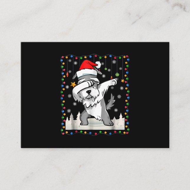 Dabbing Schnauzer Santa Light jul Visitkort (Framsida)