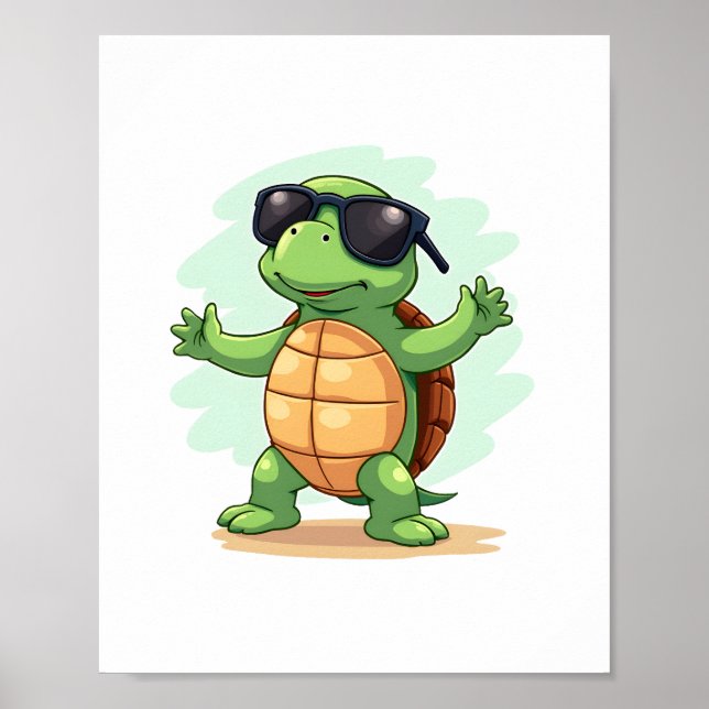 Dabbing Sea Turtle Animal Lover Save The Turtles T Poster (Framsidan)