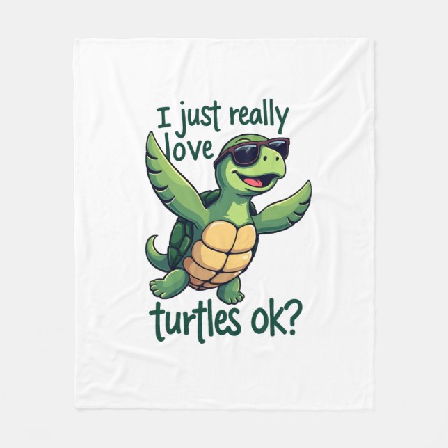 Dabbing Sea Turtle I Verkligen Turtles Ok_ Fleecefilt (Framsidan)