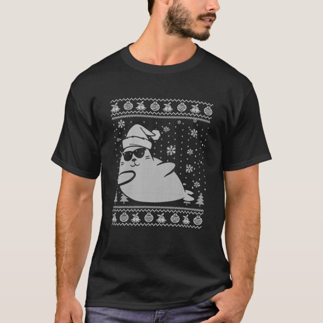 Dabbing Seal Dancing Cute Sälar Santa Funny Ugly C T Shirt (Framsida)