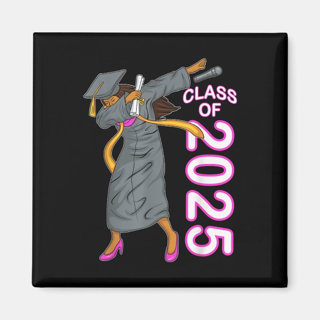Dabbing Senior Cl of 2025 Studenten Gift Black Wo Magnet (Framsidan)