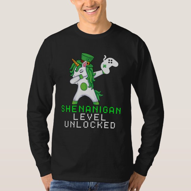 Dabbing Shamrock Shenanigans Leprechaun Unicorn Ga T Shirt (Framsida)
