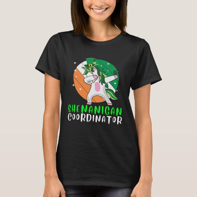 Dabbing Shamrock Shenanigans Leprechaun Unicorn Gn T Shirt (Framsida)