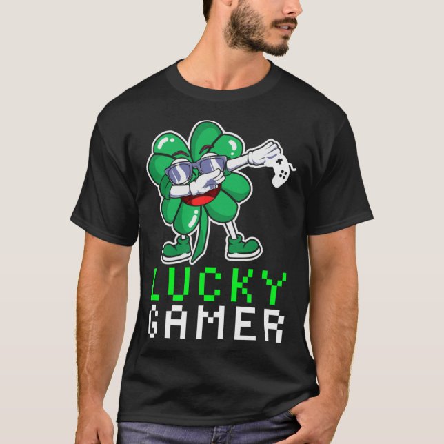 Dabbing Shamrock St Paddy's Day Video Gaming Quote T Shirt (Framsida)