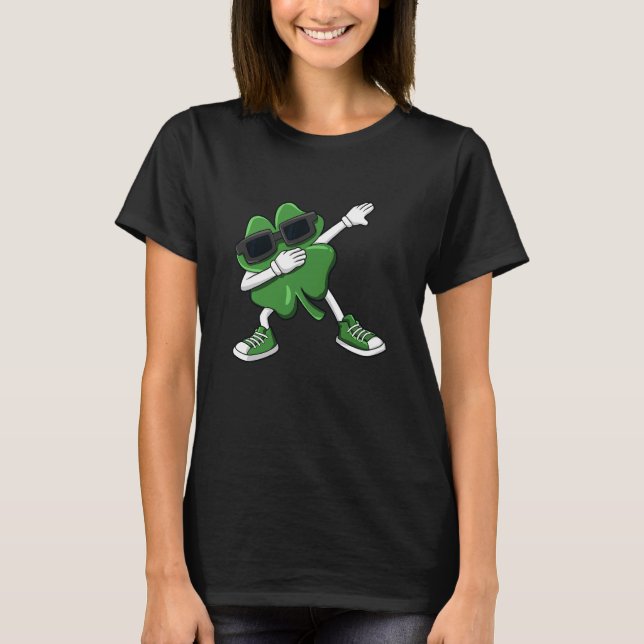 Dabbing Shamrock St patrick's day Boys Girls Kids T Shirt (Framsida)