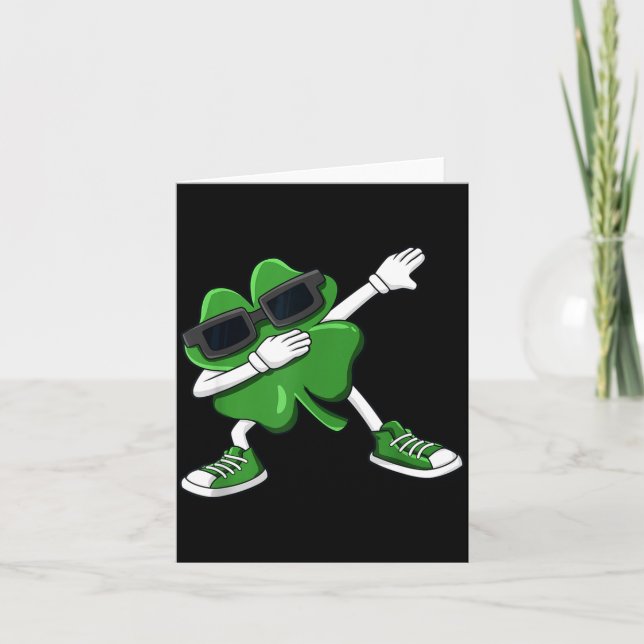 Dabbing Shamrock St Patrick's Day Funny Boys Girls Kort (Framsida)