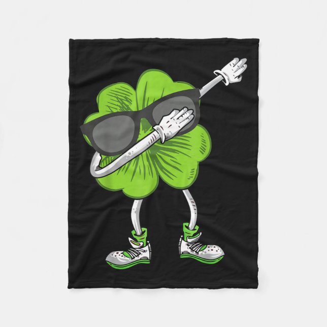 Dabbing Shamrock St Patrick's Day Funny Irish Boys Fleecefilt (Framsidan)
