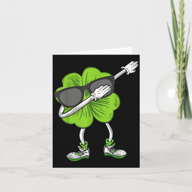 Dabbing Shamrock St Patrick's Day Funny Irish Boys Kort (Framsida)