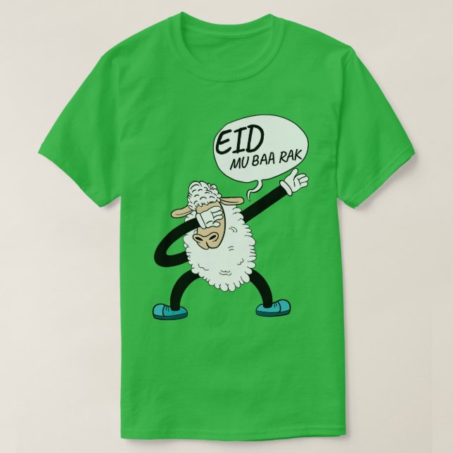 Dabbing Sheep Eid Mubarak Muslims T Shirt (Design framsida)
