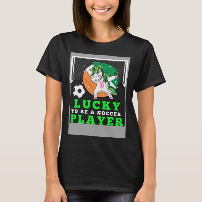 Dabbing Shenanigans Leprechaun Unicorn Soccer Play T Shirt (Framsida)
