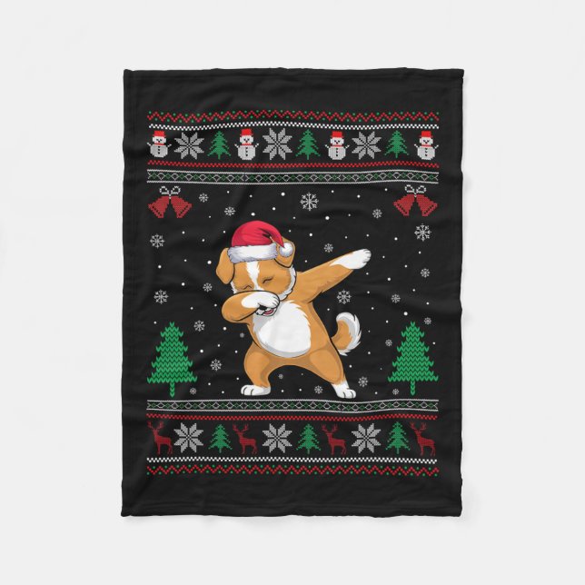 Dabbing Shichon Hund Santa Hat Boys Girls Kids Chr Fleecefilt (Framsidan)