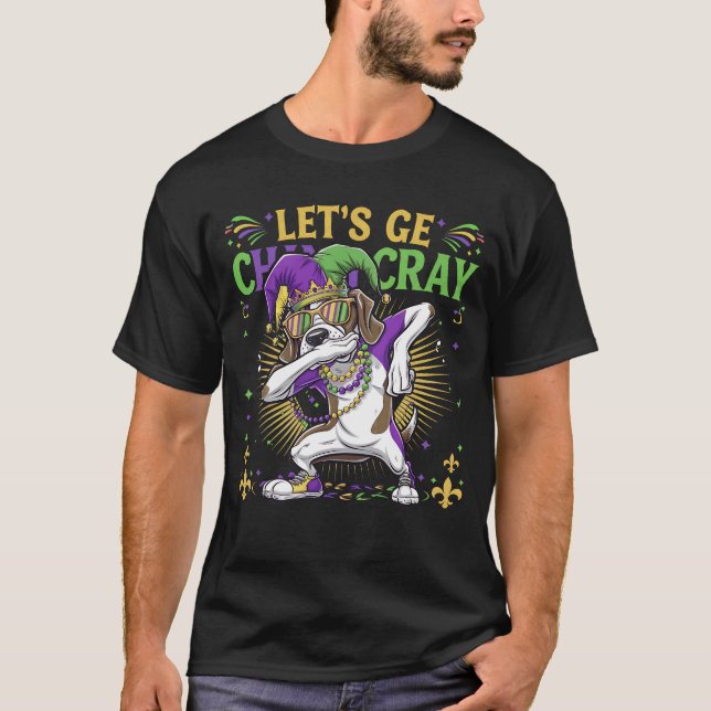 Dabbing Shorthved Pointer Mardi Gras Cray Cray Cra T Shirt (Framsida)
