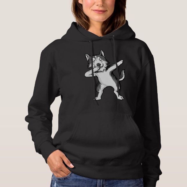 Dabbing Siberian husky Chukcka Big Hund Dab T Shirt (Framsida)