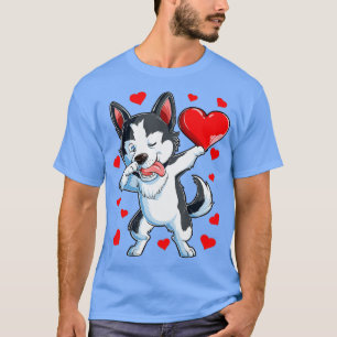 Dabbing Siberian husky Heart Valentines day Boys L T Shirt