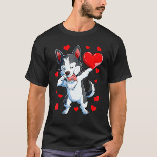 Dabbing Siberian husky Heart Valentines day Boys L T Shirt