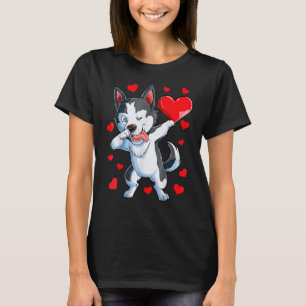 Dabbing Siberian husky Heart Valentines day Boys L T Shirt