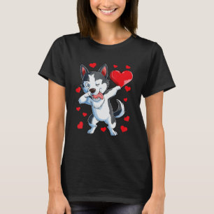 Dabbing Siberian husky Heart Valentines day Boys L T Shirt