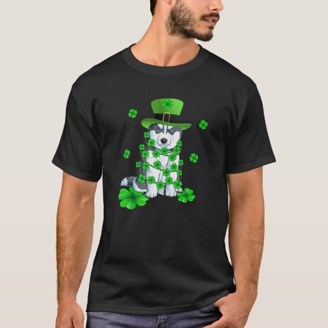 Dabbing Siberian husky St patrick's day T Shirt (Framsida)