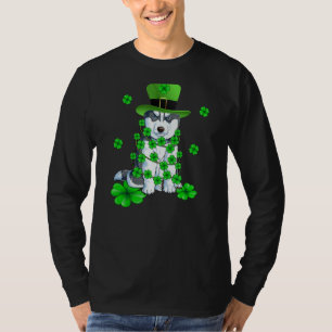 Dabbing Siberian husky St patrick's day T Shirt