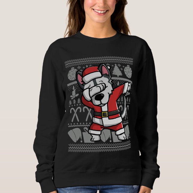 Dabbing Siberian husky Ugly jul Sweater Grap T Shirt (Framsida)