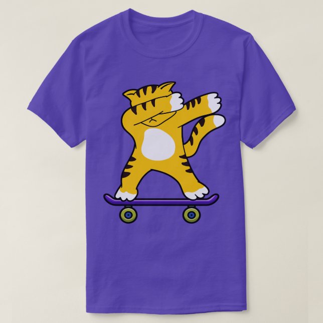 Dabbing Skater Cat Funny Dab Dance Skateboard T Shirt (Design framsida)