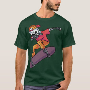 Dabbing Skater Skeleton Skateboard Longboard Halfp T Shirt