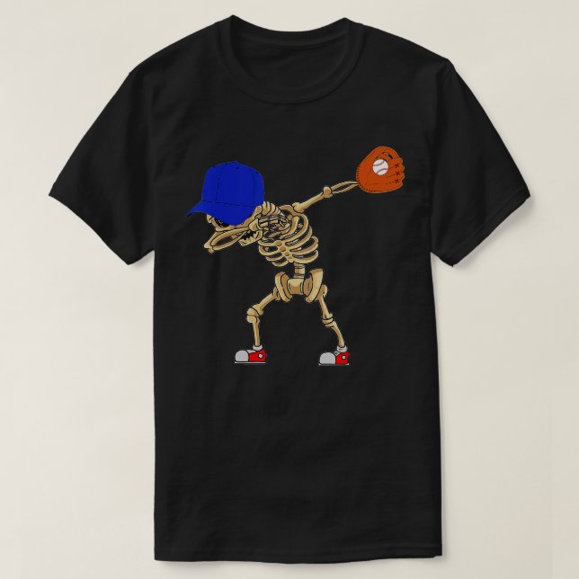Dabbing Skeleton Baseball Funny Halloween Boys Kid T Shirt (Design framsida)