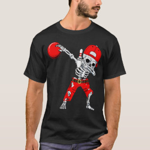 Dabbing Skeleton Bowling Ball Halloween Boys Kids T Shirt