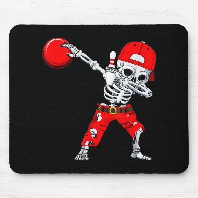Dabbing Skeleton Bowling Roligt Skull Halloween Co Musmatta (Framsidan)