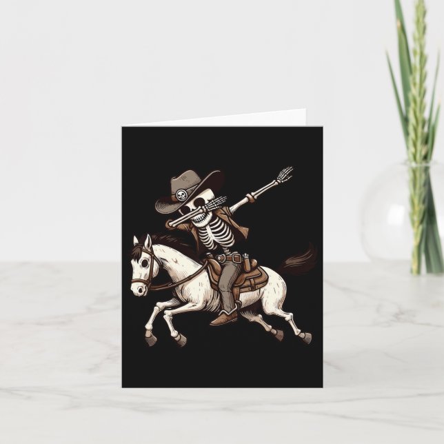 Dabbing Skeleton Cowboy Halloween Costume Kids Boy Kort (Framsida)