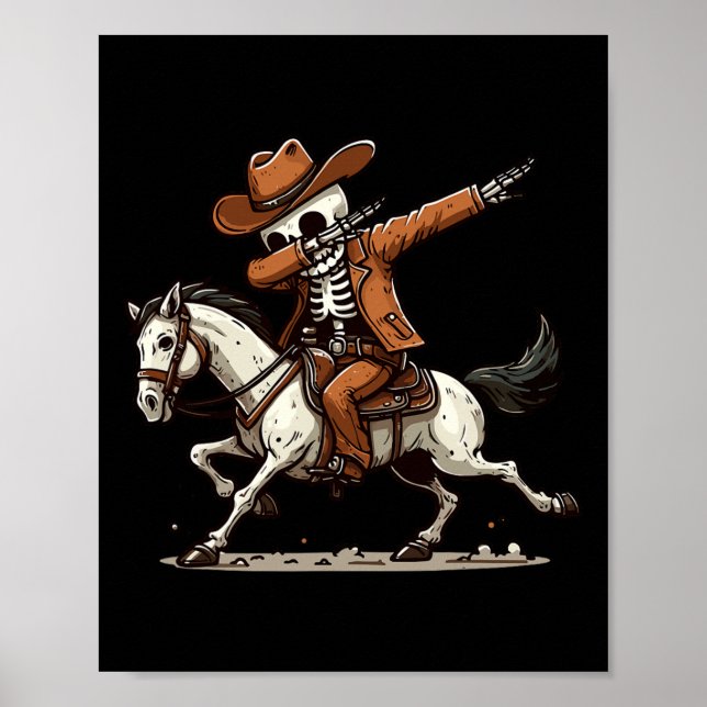 Dabbing Skeleton Cowboy Halloween Costume Kids Boy Poster (Framsidan)