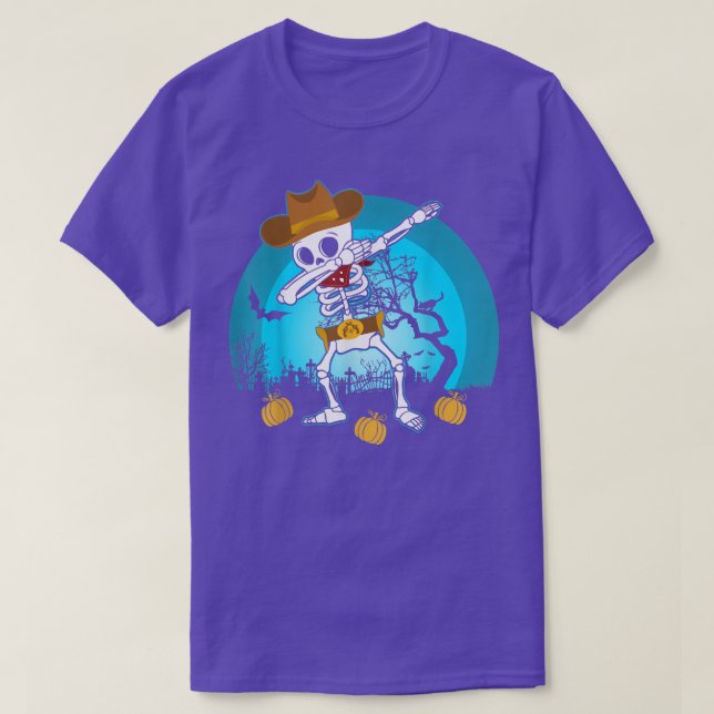Dabbing Skeleton Cowboy Hat Funny T Shirt (Design framsida)