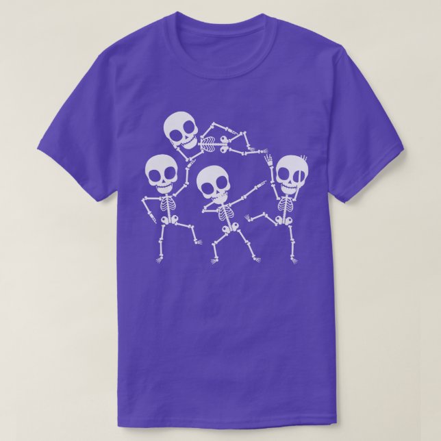 Dabbing Skeleton Dancing Halloween Bus eller godis T Shirt (Design framsida)